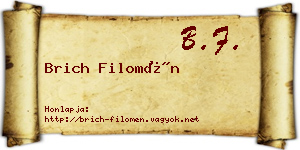 Brich Filomén névjegykártya